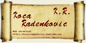 Koča Radenković vizit kartica